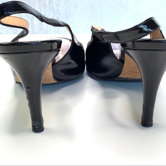 VTG Sergio Rossi SlingBack Blk Polished Leather 39 - Picture 4 of 8